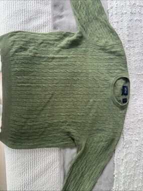 Allen Solly Olive Green Cable Knit Crewneck Sweater